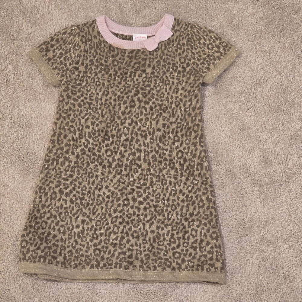 Okie Dokie Toddler Cheetah Print Sweater Dress | 2T